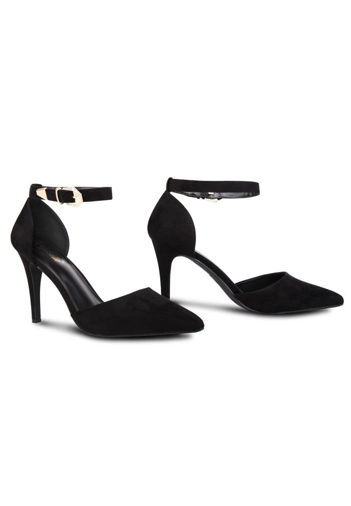 Women Pointy Toe Stiletto Ankle Strape Court Shoes