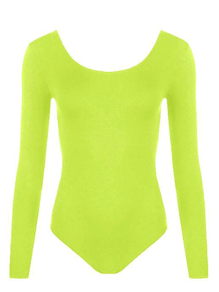 Yellow Long Sleeve Microfibre Leotard for Girls