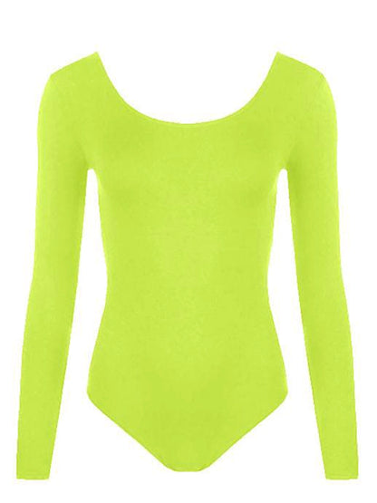 Yellow Long Sleeve Microfibre Leotard for Girls