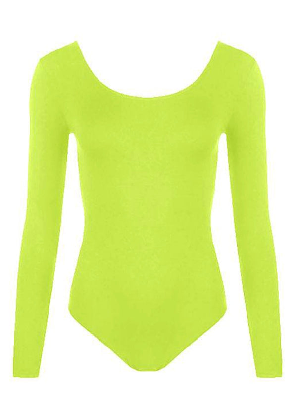 Yellow Long Sleeve Microfibre Leotard for Girls