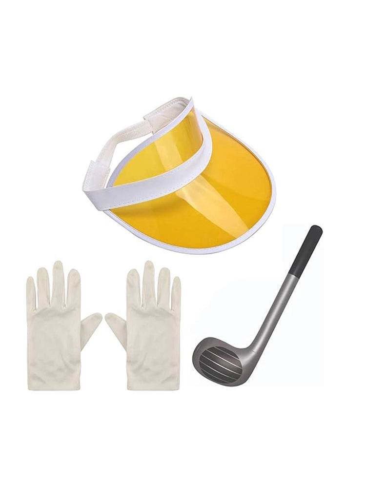 Yellow Cap & Gloves Golf Accessories Set - thefancydress.co.uk