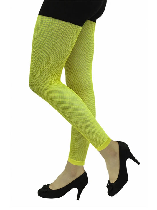 Adult Neon Fishnet Footless Tights yellow